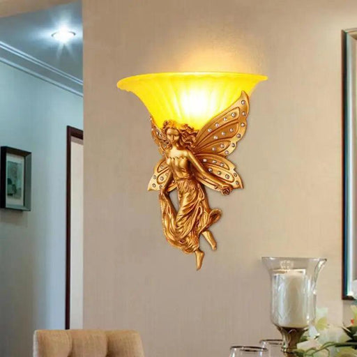 Elegant Nordic Angel LED Wall Lamp - Vintage Resin Sconce for Home Elegance