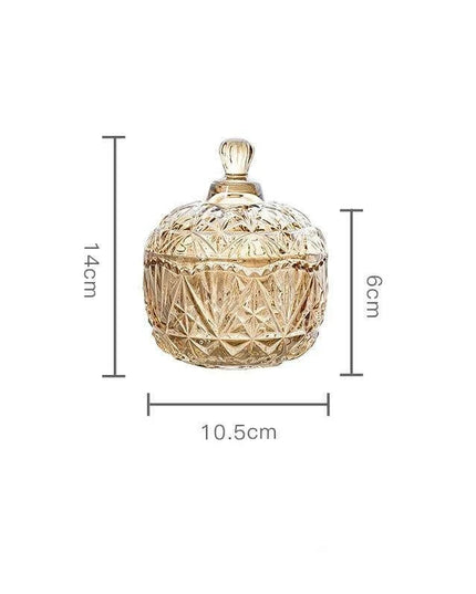Amber Radiance Crystal Glass Storage Jar with Lid for Jewelry and Event Decor