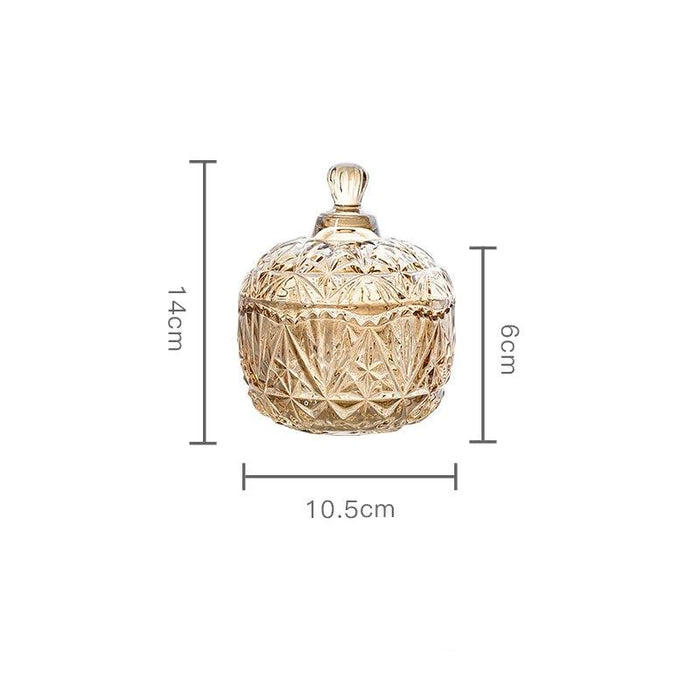 Amber Radiance Crystal Glass Storage Jar with Lid for Jewelry and Event Decor