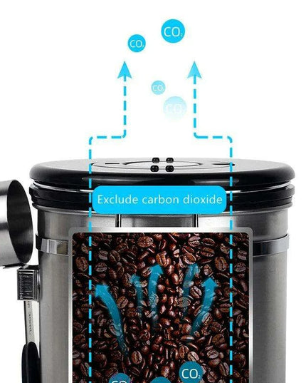 Stylish Stainless Steel Coffee Bean Canister with Date Tracker and Carbon Release Valve
