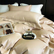 Beige / Queen Size 4pcs / Fitted Bed Sheet