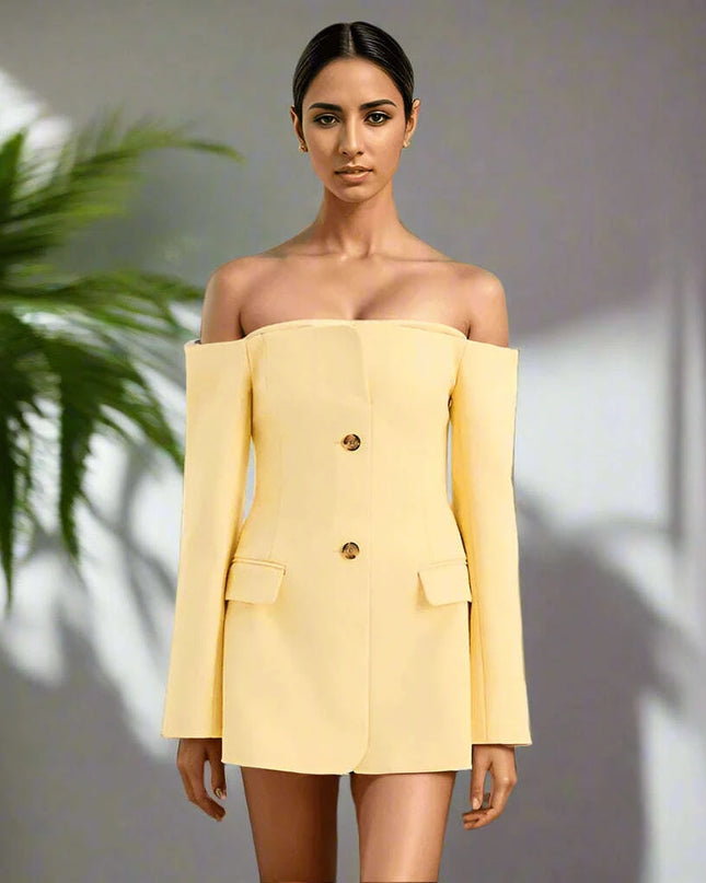 Elegant Backless Long Sleeve Dress with Patchwork Design and Pockets for Women