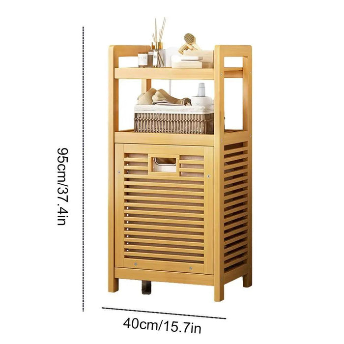 Stylish Bamboo Laundry Hamper with Tilt-Out Basket and Multi-Tier Shelving Unit