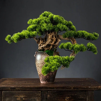 Exquisite Hut Retro Pine Bonsai Desktop Ornament - Zen Potted Decorati