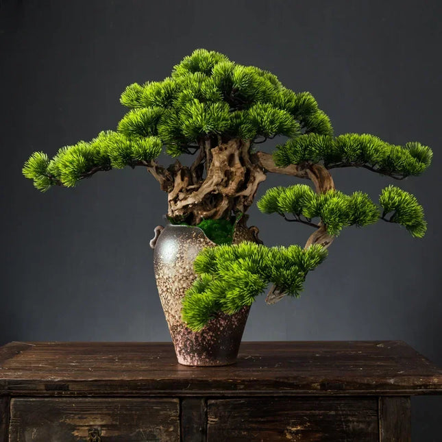 Exquisite Hut Retro Pine Bonsai Desktop Ornament - Zen Potted Decorati