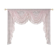 Pink Flower Ripple Sheer Lace Curtain Valance – Rod Pocket, Custom Width