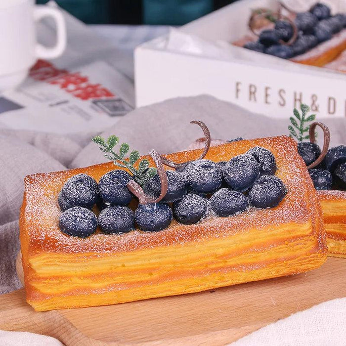 Realistic Blueberry Shortbread Cake Model for Stunning Photography and Home Decoration - 1PC Faux Dessert Display