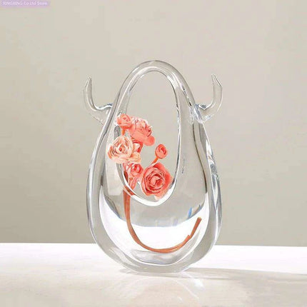 Stylish Bag-Inspired Glass Vase for Contemporary Home Decor and Plant Presentation