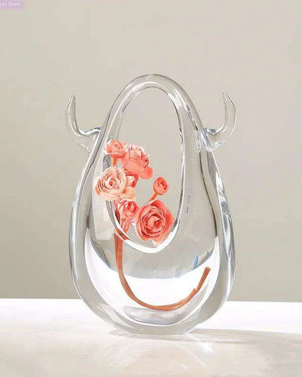 Stylish Bag-Inspired Glass Vase for Contemporary Home Decor and Plant Presentation