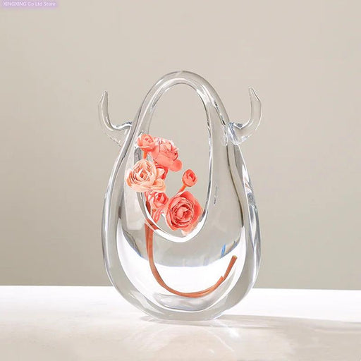 Stylish Bag-Inspired Glass Vase for Contemporary Home Decor and Plant Presentation