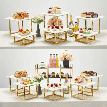 Stylish Stainless Steel Multi-Layered Snack and Dessert Tower for Celebrations