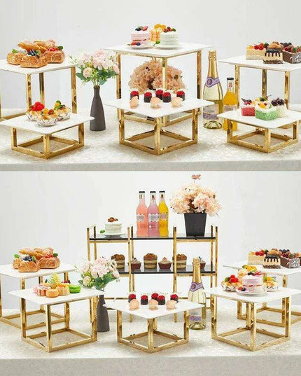 Stylish Stainless Steel Multi-Layered Snack and Dessert Tower for Celebrations