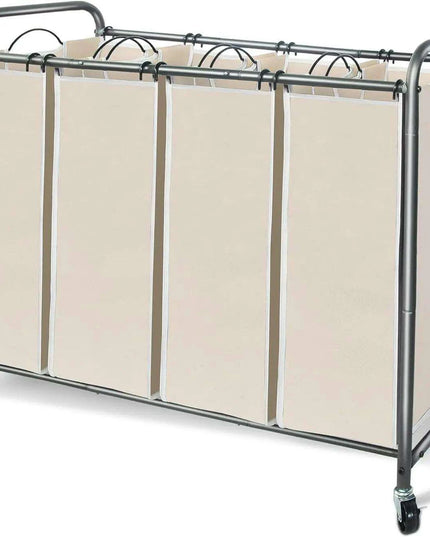 4-Section Portable Laundry Organizer with Waterproof Bags for Effortless Sorting