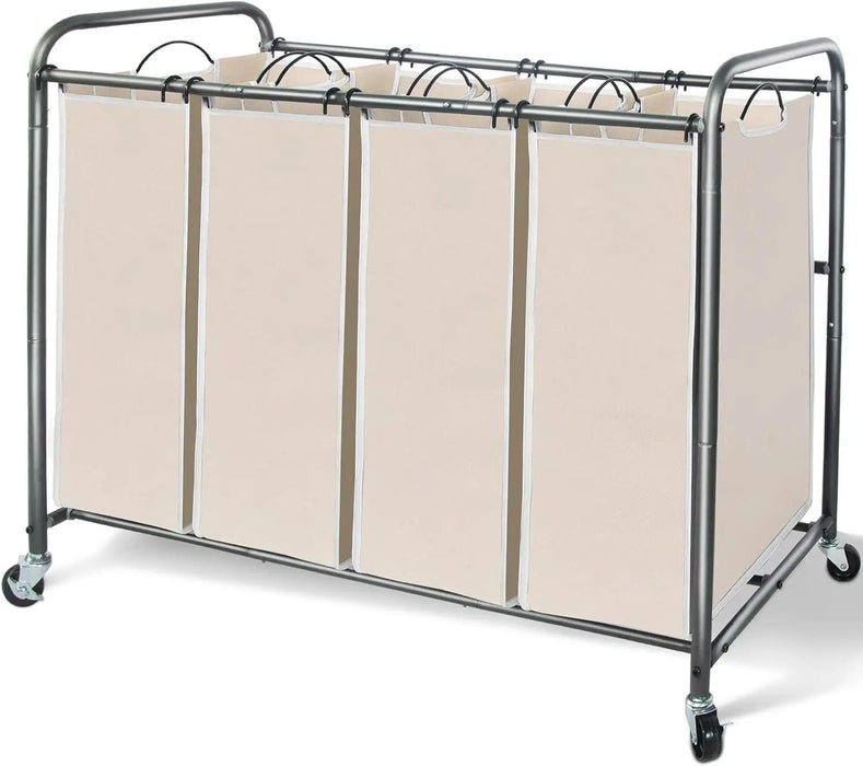 4-Section Portable Laundry Organizer with Waterproof Bags for Effortless Sorting