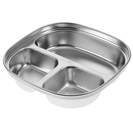 Sophisticated Stainless Steel Sectioned Plate for Gourmet Dining