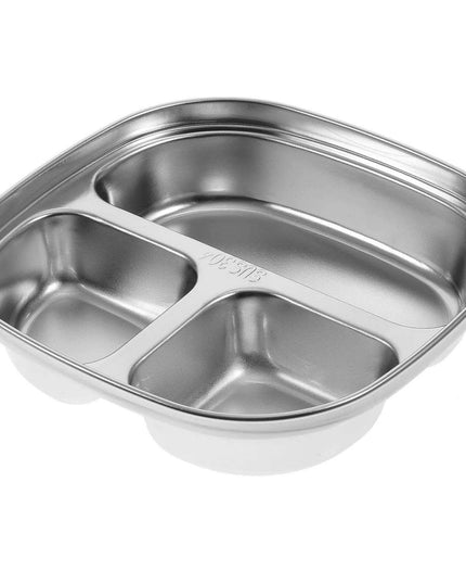 Sophisticated Stainless Steel Sectioned Plate for Gourmet Dining