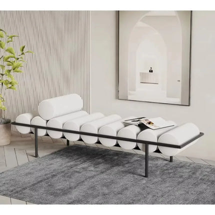 Treasure Home Modern Wrought Iron Shoe Bench Ottoman with Comfortable