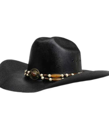 Classic Waterproof Cowboy Hat with Unique Cowhead Detail - Trendy Straw Sun Protection Accessory
