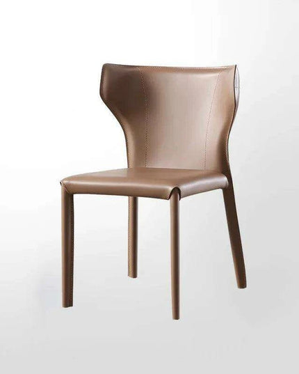 Italian Saddle Leather Dining Chair - Nordic Minimalist Charm