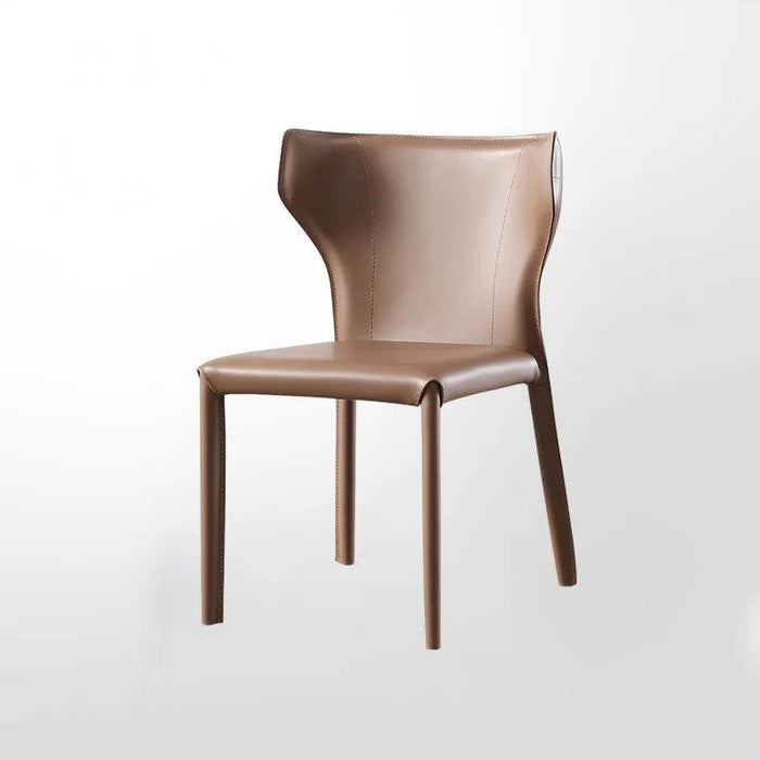 Italian Saddle Leather Dining Chair - Nordic Minimalist Charm
