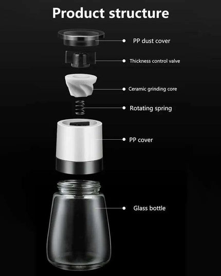 Adjustable Ceramic Spice Grinder with Custom Coarseness Control