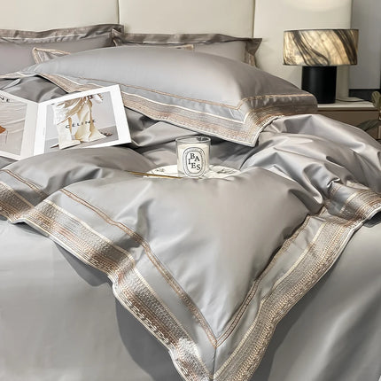 LZA Home 1000TC Egyptian Cotton Luxury Bedding Set with Gold Embroider