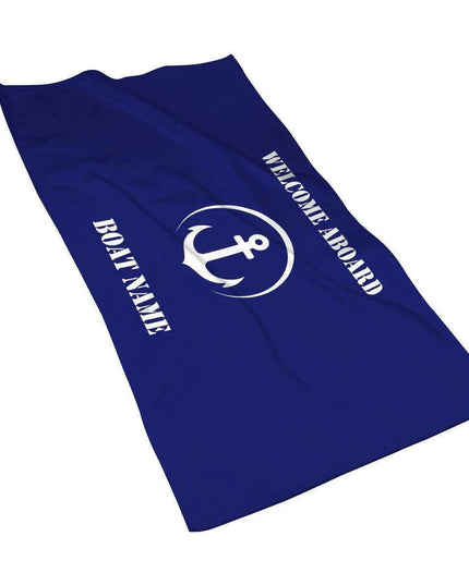 Stylish Customizable Dark Blue Nautical Microfiber Towel Set - Luxury Redefined for Every Occasion