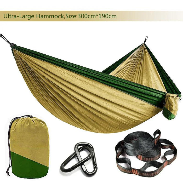 Hammock with Tree Straps | Parachute Nylon | Carabiners | Camping