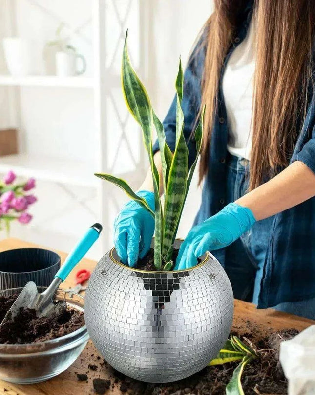 Hanging Mirror Disco Ball Planters Trio