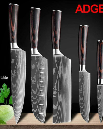 Exquisite Damascus Steel Chef Knife Collection - 1-10Pcs Japanese Santoku and Utility Knives for Culinary Excellence