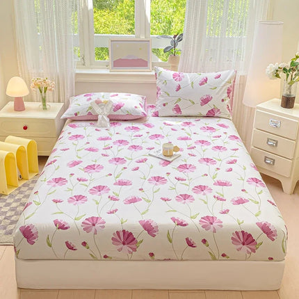 Housewear Cotton Fitted Sheet - Soft, Comfortable, Elastic Band, Print