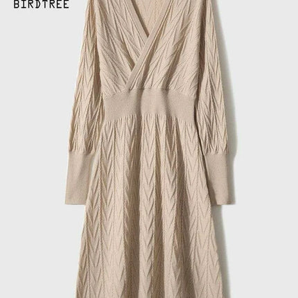 Cozy Cashmere-Wool Blend Slim Fit Knit Dress for Women - Essential Autumn/Winter Fashion