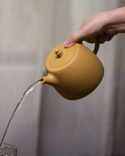 Elegant 460ML Yixing Zisha Clay Teapot with Gold Accents for Tea Enthusiasts