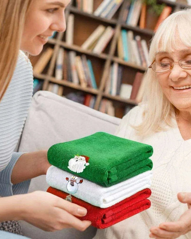 Christmas Cheer Cotton Towel Set - 3-Piece Bundle for Home and Kitchen Decor