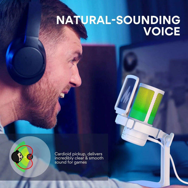 Illuminate Your Sound: Gamerwave RGB USB Condenser Microphone with Premium Noise-Cancellation and Customizable Lighting Effects