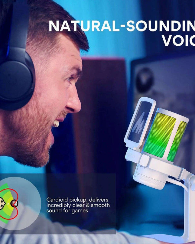 Illuminate Your Sound: Gamerwave RGB USB Condenser Microphone with Premium Noise-Cancellation and Customizable Lighting Effects