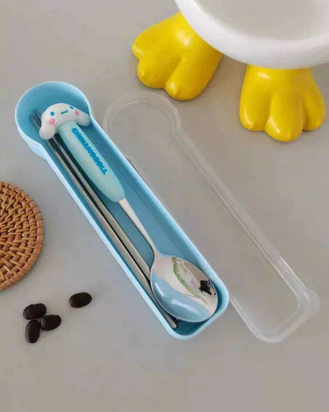 Whimsical Hello Kitty and Cinnamoroll Stainless Steel Kids' Dining Set