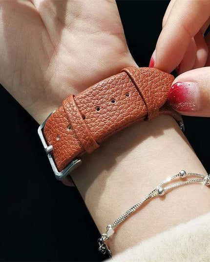 Crimson Glitter Leather Apple Watch Band - Luxe Sparkle Strap