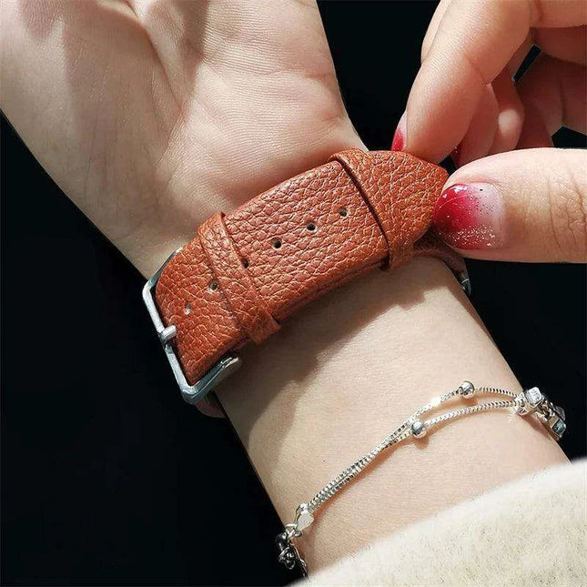 Crimson Glitter Leather Apple Watch Band - Luxe Sparkle Strap
