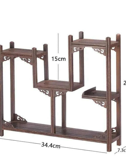 Handcrafted Wooden Display Stand for the Traditional Kung Fu Tea Ceremony