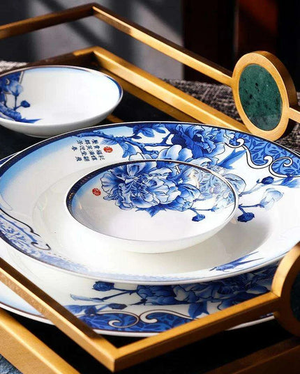 Elegant Blue and White Porcelain Dining Collection: Elevate Your Dining Experience with Timeless Charm