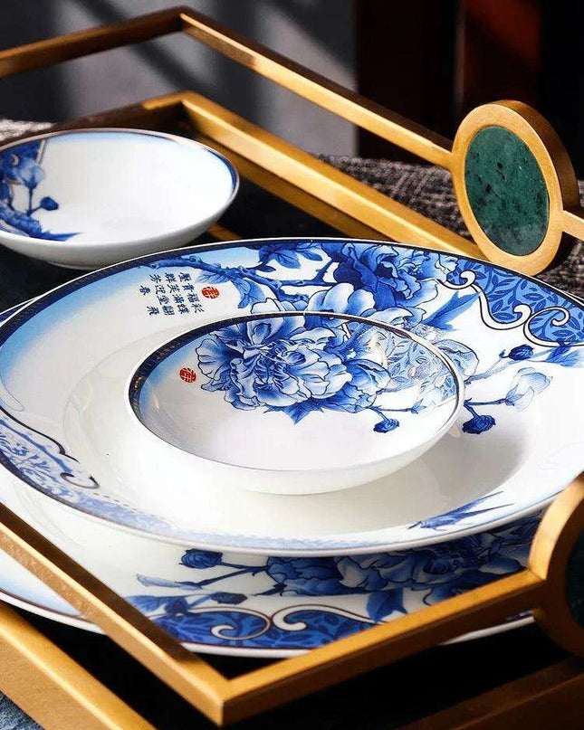 Elegant Blue and White Porcelain Dining Collection: Elevate Your Dining Experience with Timeless Charm