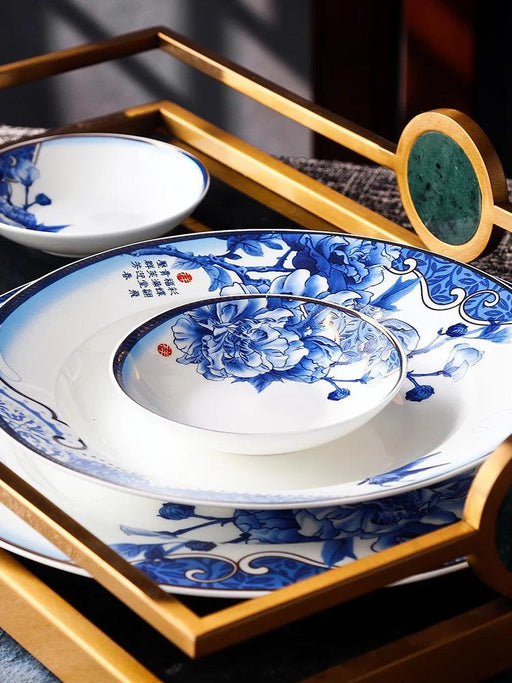 Elegant Blue and White Porcelain Tableware Set for Stylish Home Dining