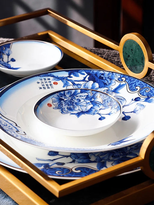 Blue and White Porcelain Dining Set for Elegant Housewarming Gatherings