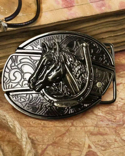 Retro Punk Cowboy Style Metal Buckle Belt for Men - Customizable Fit with Unique Embossed Detailing