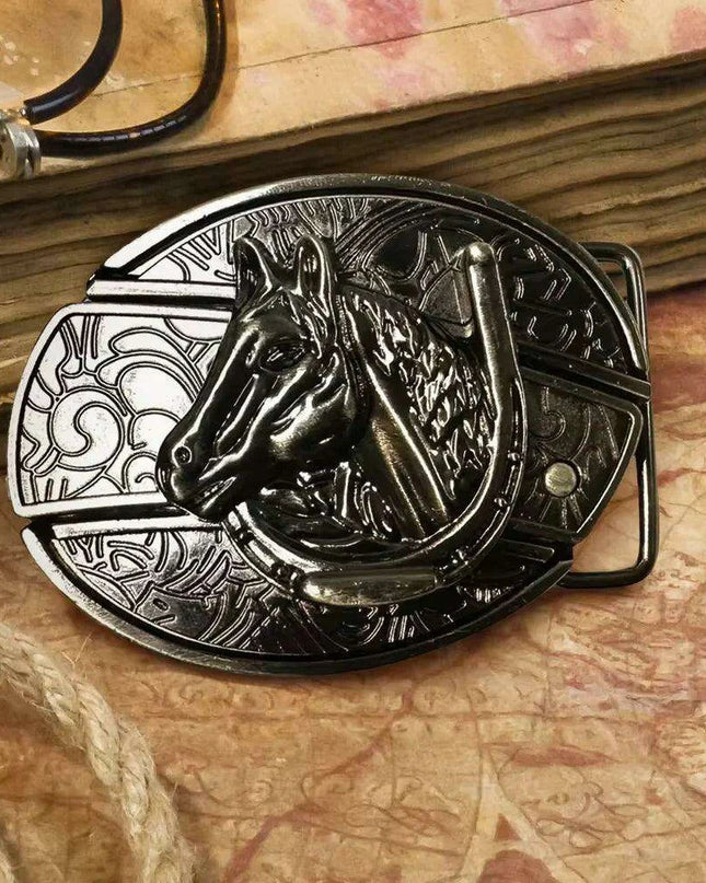 Retro Punk Cowboy Style Metal Buckle Belt for Men - Customizable Fit with Unique Embossed Detailing