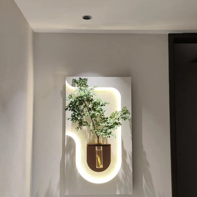 Hydroponic Wall Art Lamp with Living Green Plants