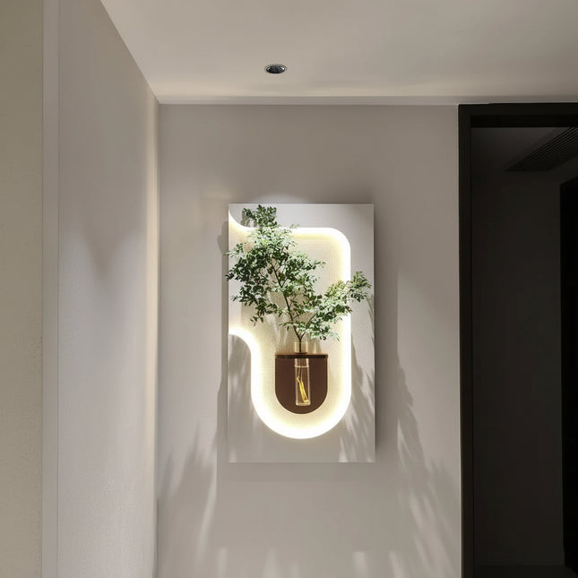 Hydroponics Decorative Wall Lamp with Living Plant Art