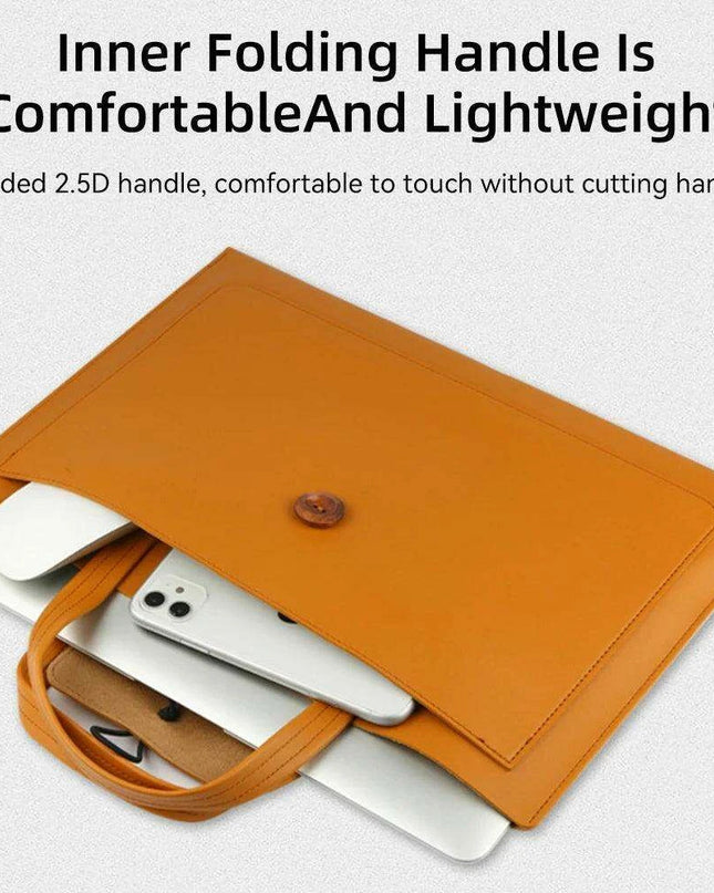 Stylish Faux Leather Laptop Tote with Innovative Features for MacBook Air and Tech Essentials