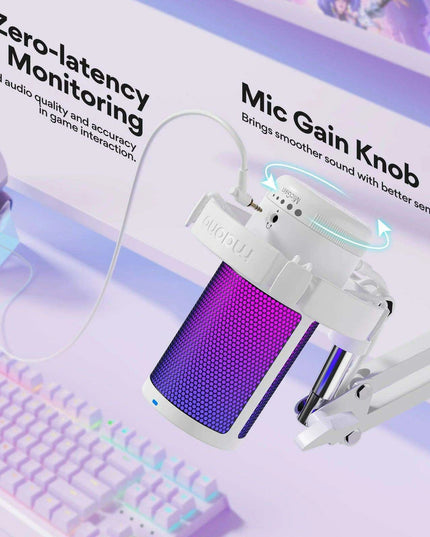 Gamerwave DGM20S Pro RGB USB Gaming Microphone - Customizable Lighting with Superior Audio Quality